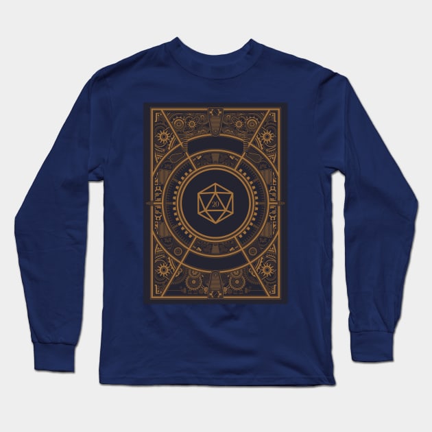 Retro Steampunk Polyhedral 20 Sided Dice Critical Hit Long Sleeve T-Shirt by pixeptional